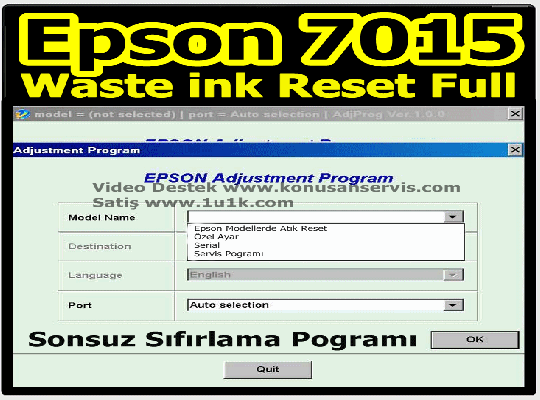 Epson WF-7015 Waste İnk Error Reset Programı