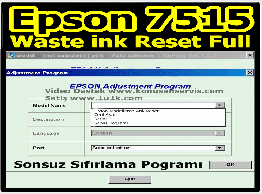 Epson WF-7515 Waste İnk Error Reset Programı