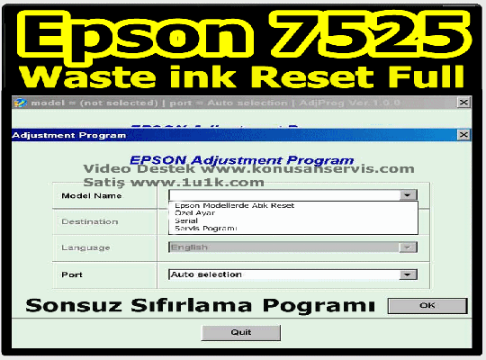 Epson WF-7525 Waste İnk Error Reset Programı